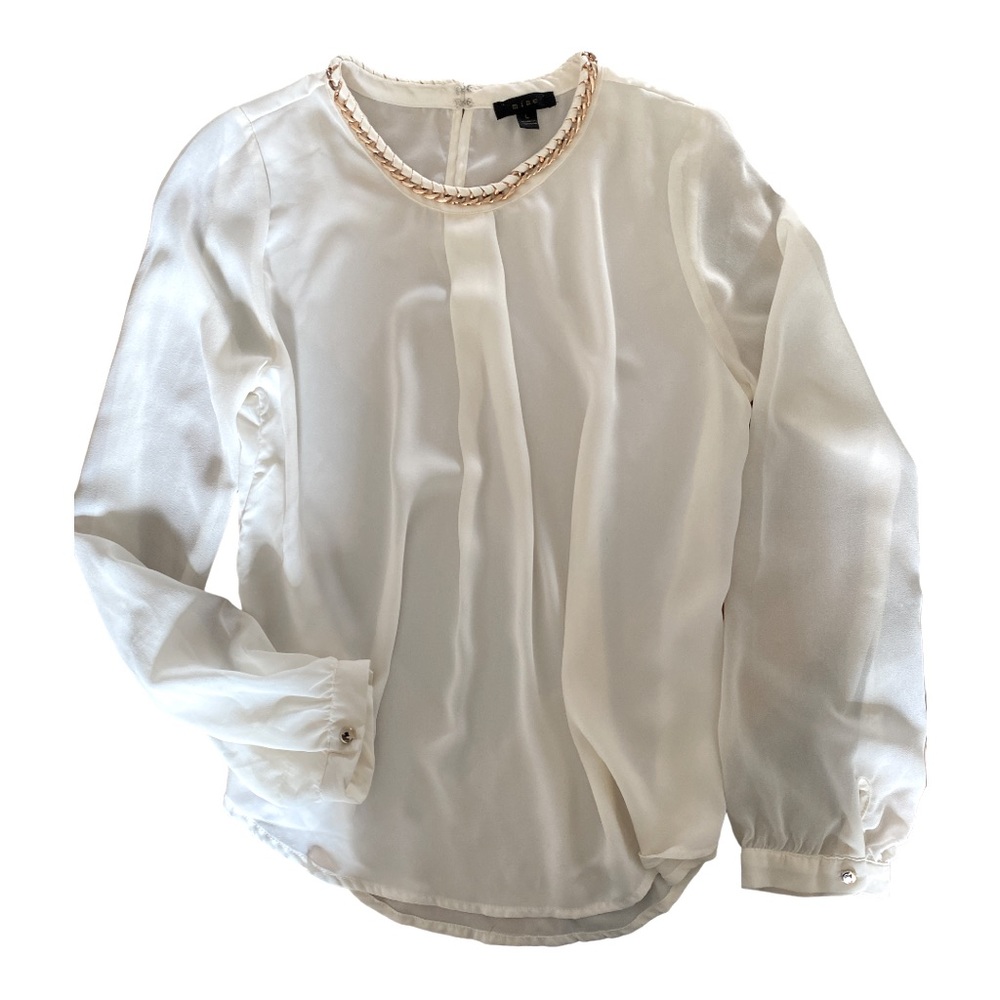 Mine Sheer Cream Blouse with Rose Gold chain detail